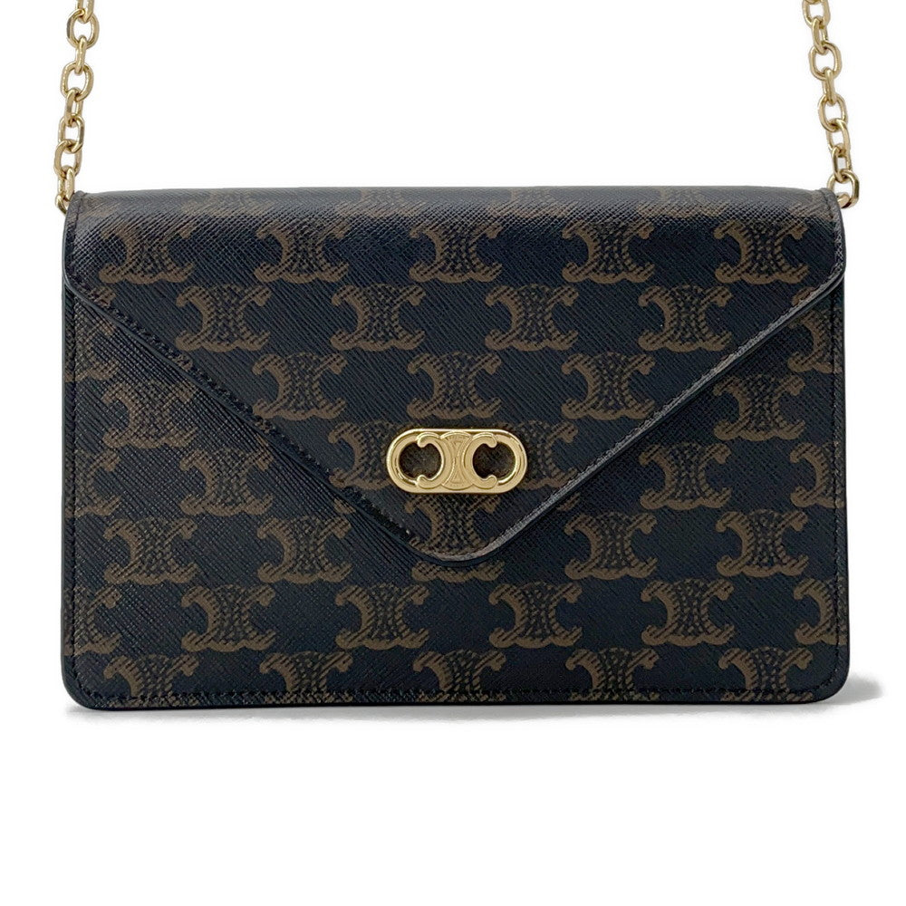 CELINE CELINE Chain Wallet Black/Brown10F822CZT PVC/Leather