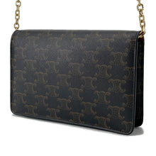 将图像加载到图库查看器中，CELINE CELINE Chain Wallet Black/Brown10F822CZT PVC/Leather
