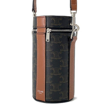 将图像加载到图库查看器中，CELINE Triomphe Cylindrical Shoulder Bag Black/Brown PVC Leather
