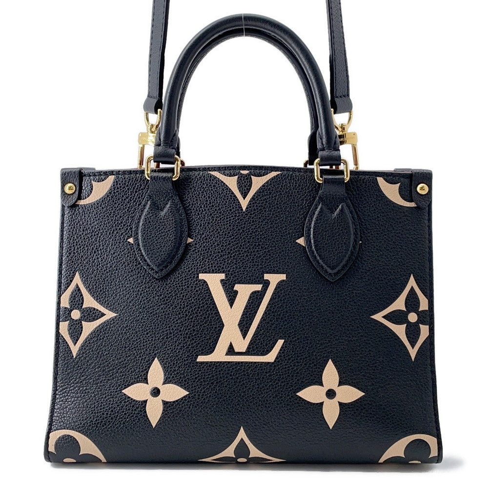 LOUIS VUITTON Onthego Noir/BeigeM45659 Bicolor Monogram Empreinte Leather Size PM