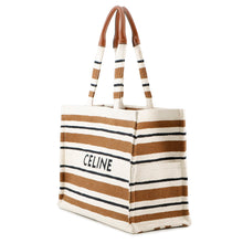 将图像加载到图库查看器中，CELINE Cabas Tice Tote Bag Ivory/Brown196762 Canvas Leather Size Large
