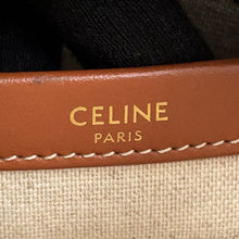 将图像加载到图库查看器中，CELINE Cabas Tice Tote Bag Ivory/Brown196762 Canvas Leather Size Large
