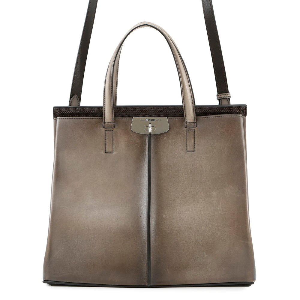 Berluti Rutty Tote Bag Sand Gray Leather Size 38