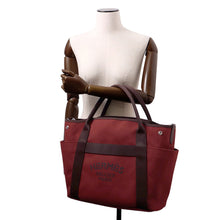 将图像加载到图库查看器中，HERMES Sucked Pansage Groom Rouge H/Chocolat Toile Chevrons Canvas
