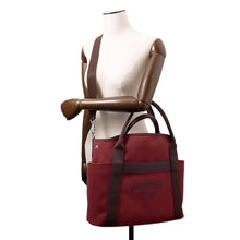 将图像加载到图库查看器中，HERMES ★Sacked Pansage Groom Rouge H/Chocolat Toile Chevrons Canvas
