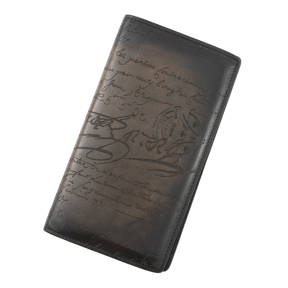 Berluti Calligraphy Bifold Wallet Long Wallet Brown Leather