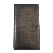 将图像加载到图库查看器中，Berluti Calligraphy Bifold Wallet Long Wallet Brown Leather
