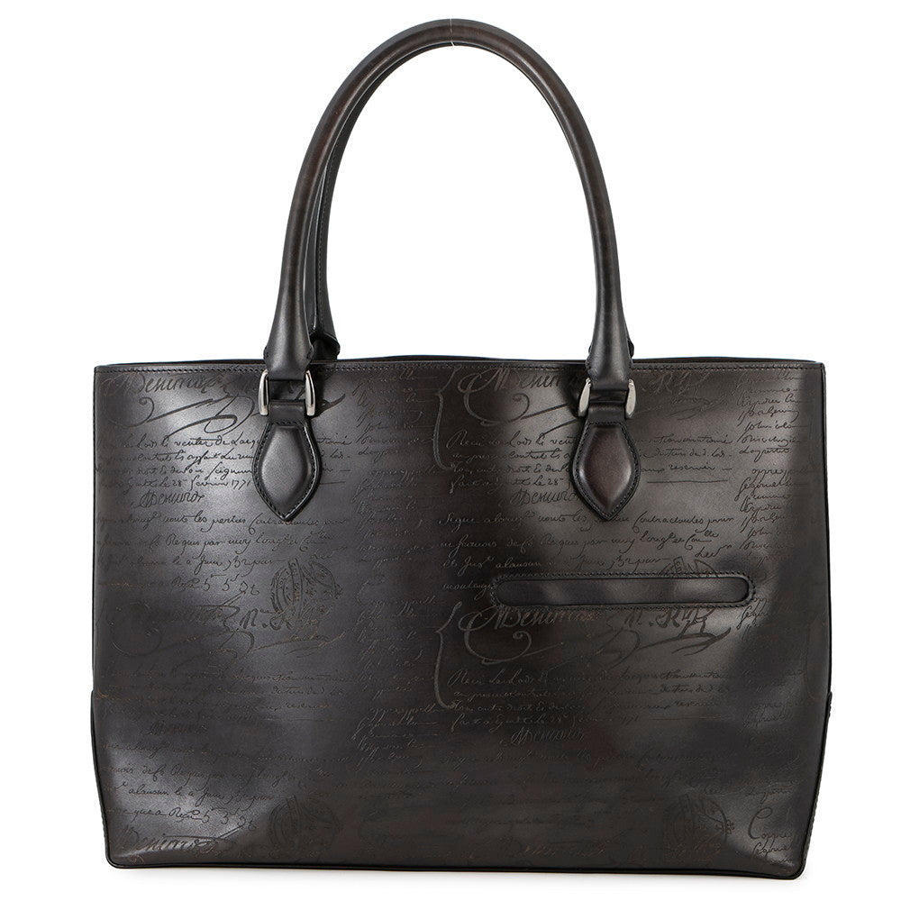 Berluti Calligraphy Scritto Jules Tote Bag Black Leather