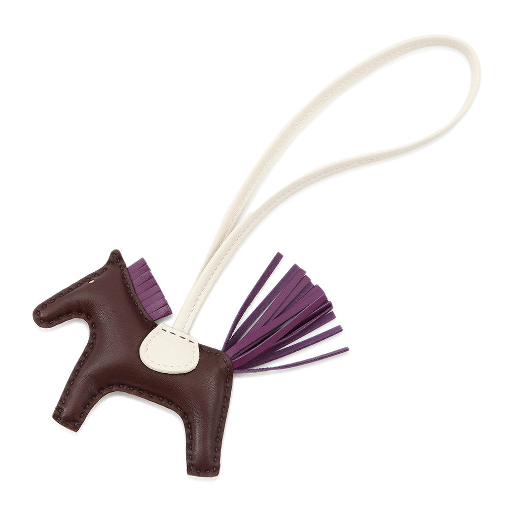 HERMES Rodeo Bag Charm RougeSellier/Violet/Craie Lambskin Size PM