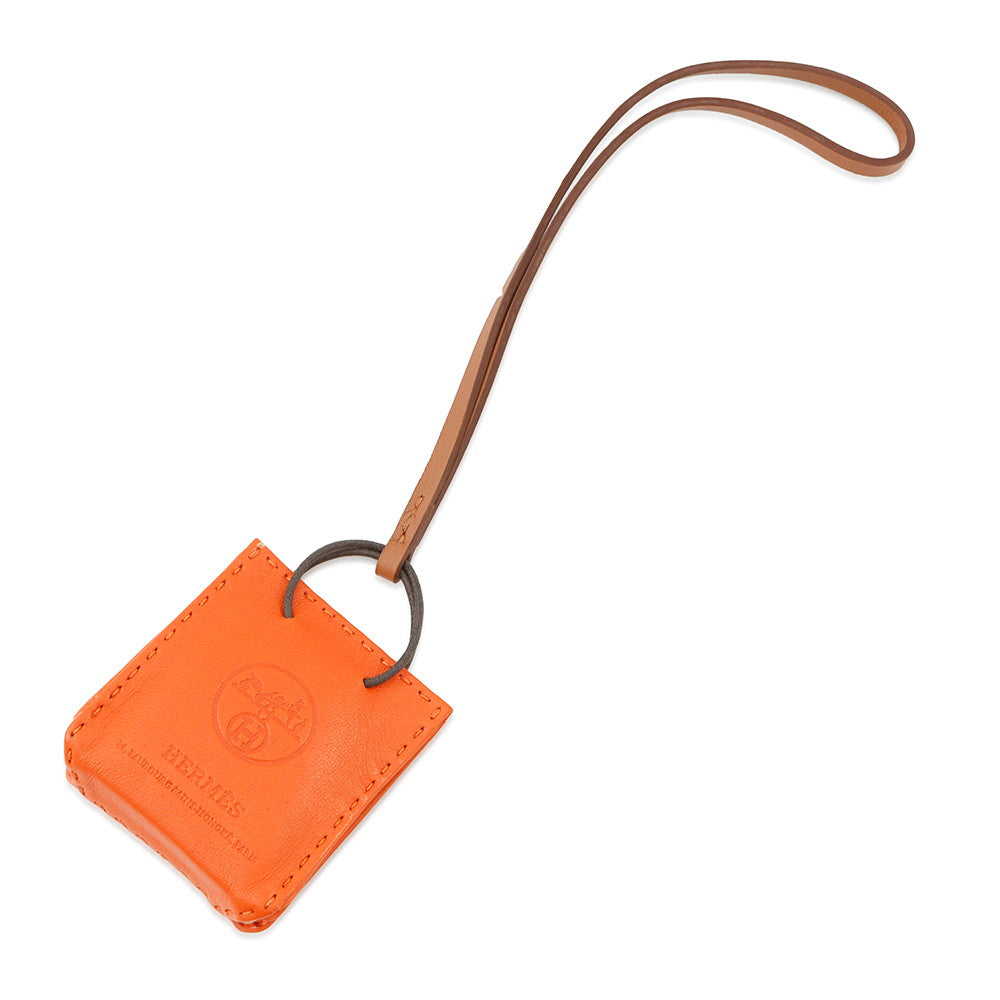 HERMES SacOrange Bag Charm Feu/Gold Lambskin