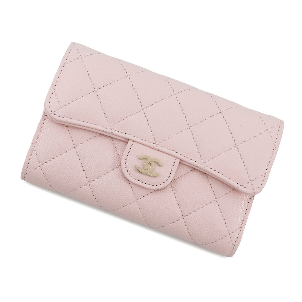 CHANEL Matelasse Small Zip Wallet PinkAP0232 Caviar Leather