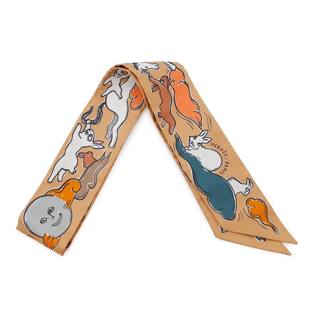 HERMES A thousand and one rabbits Beige Dore/Apricot Silk100%