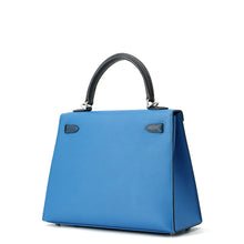 将图像加载到图库查看器中，HERMES Kelly Sellier tricolor Blue Zanzibar/Blue de Prusse/Black Epsom Size 25
