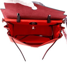 Load image into Gallery viewer, HERMES Herbag Zip Le Tourne Rouge Piment/Rouge HPM Toile Officier Vache Hunter Leather Size PM/31
