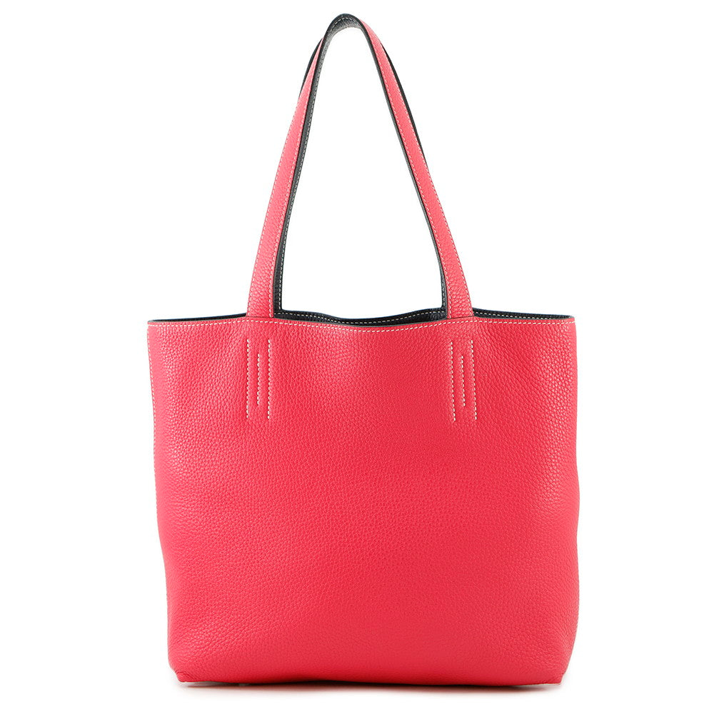 HERMES Double sense Rose Extreme/Blue Nuit Taurillon Clemence Size 28