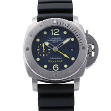 将图像加载到图库查看器中，PANERAI Luminor Submersible 1950 3DAYS GMT Limited to 500 pieces W47mm TI Rubber Blue DialPAM00719
