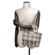Load image into Gallery viewer, LOEWE Loewe Font Tote Natural/Light BlueALF1B59X16 Raffia Size Small
