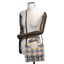 Load image into Gallery viewer, LOEWE Loewe Font Tote Natural/Light BlueALF1B59X16 Raffia Size Small
