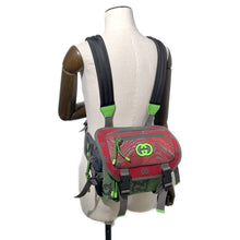 将图像加载到图库查看器中，GUCCI GG Backpack Green/Red/Gray752100 Nylon
