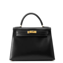 Load image into Gallery viewer, HERMES Kelly Sellier Black Box Calf Leather Size 28
