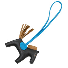 将图像加载到图库查看器中，HERMES Rodeo Bag Charm Black/Gold/Blue Zanzibar Lambskin Size PM
