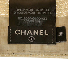 将图像加载到图库查看器中，CHANEL CC Logo Ribbon Straw Hat Size M Beige/Khaki Abaca 78% Cotton 22%
