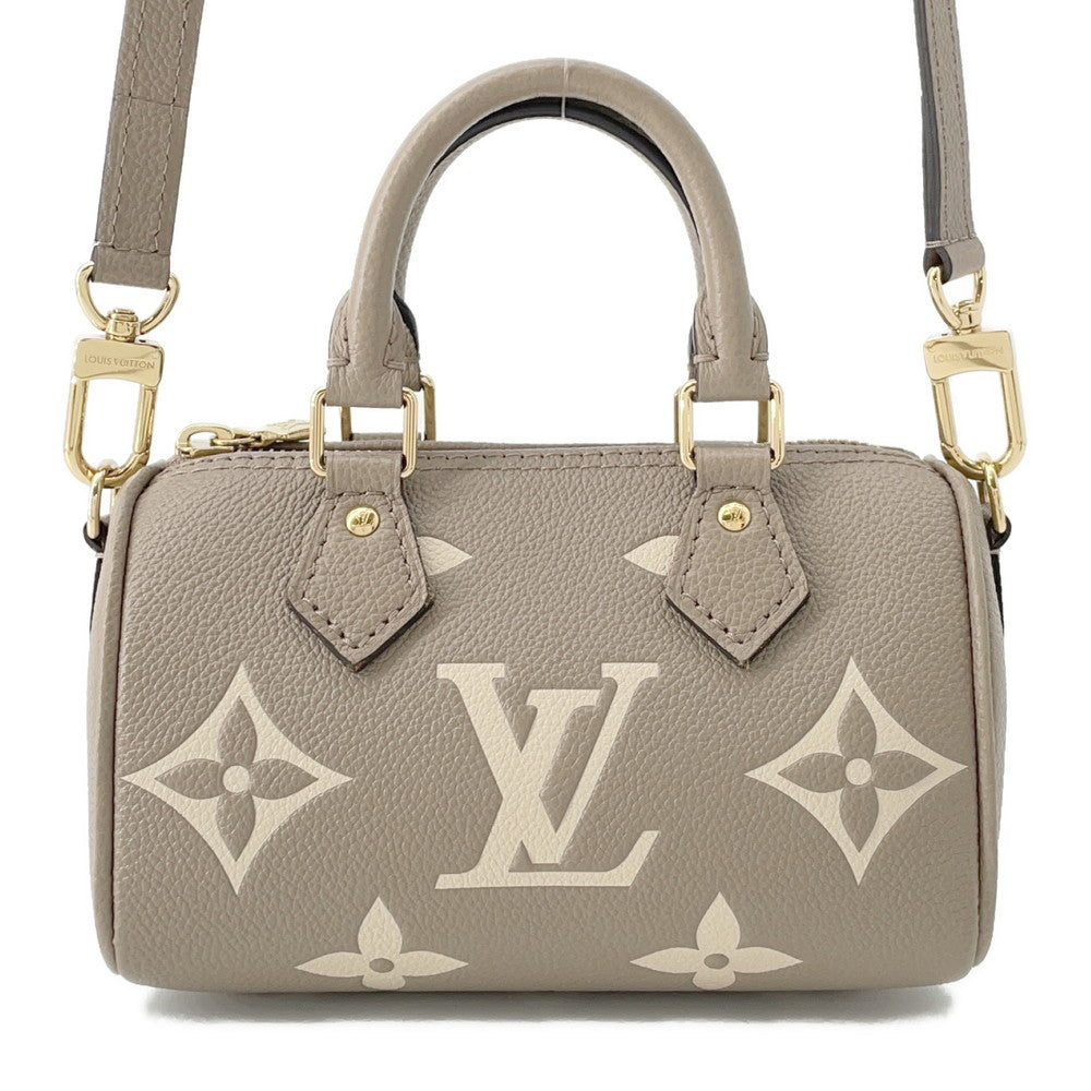 LOUIS VUITTON Nano Speedy TourterelleGray/CreamM82890 Monogram Empreinte Leather Size Nano