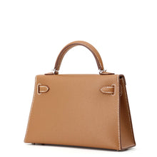 将图像加载到图库查看器中，HERMES Mini Kelly 2 Gold Epsom
