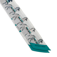 将图像加载到图库查看器中，HERMES Scarf Twilly Rocabar Green/White Silk 100%
