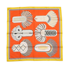 Load image into Gallery viewer, HERMES Carre Double Face Gala Epaulettes Size 90 Curry/Corail/Ebene Silk100%
