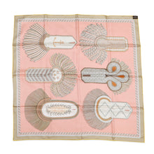 Load image into Gallery viewer, HERMES Carre Double Face Gala Epaulettes Size 90 Curry/Corail/Ebene Silk100%
