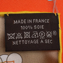 Load image into Gallery viewer, HERMES Carre Double Face Gala Epaulettes Size 90 Curry/Corail/Ebene Silk100%

