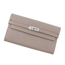 Load image into Gallery viewer, HERMES Kelly Wallet Long Verso Gris Asphalt/Blue Indigo Epsom
