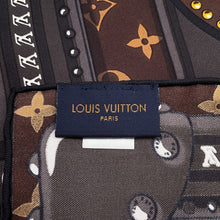 将图像加载到图库查看器中，LOUIS VUITTON Carre・LV World Size 90 BrownM70775 Silk100%
