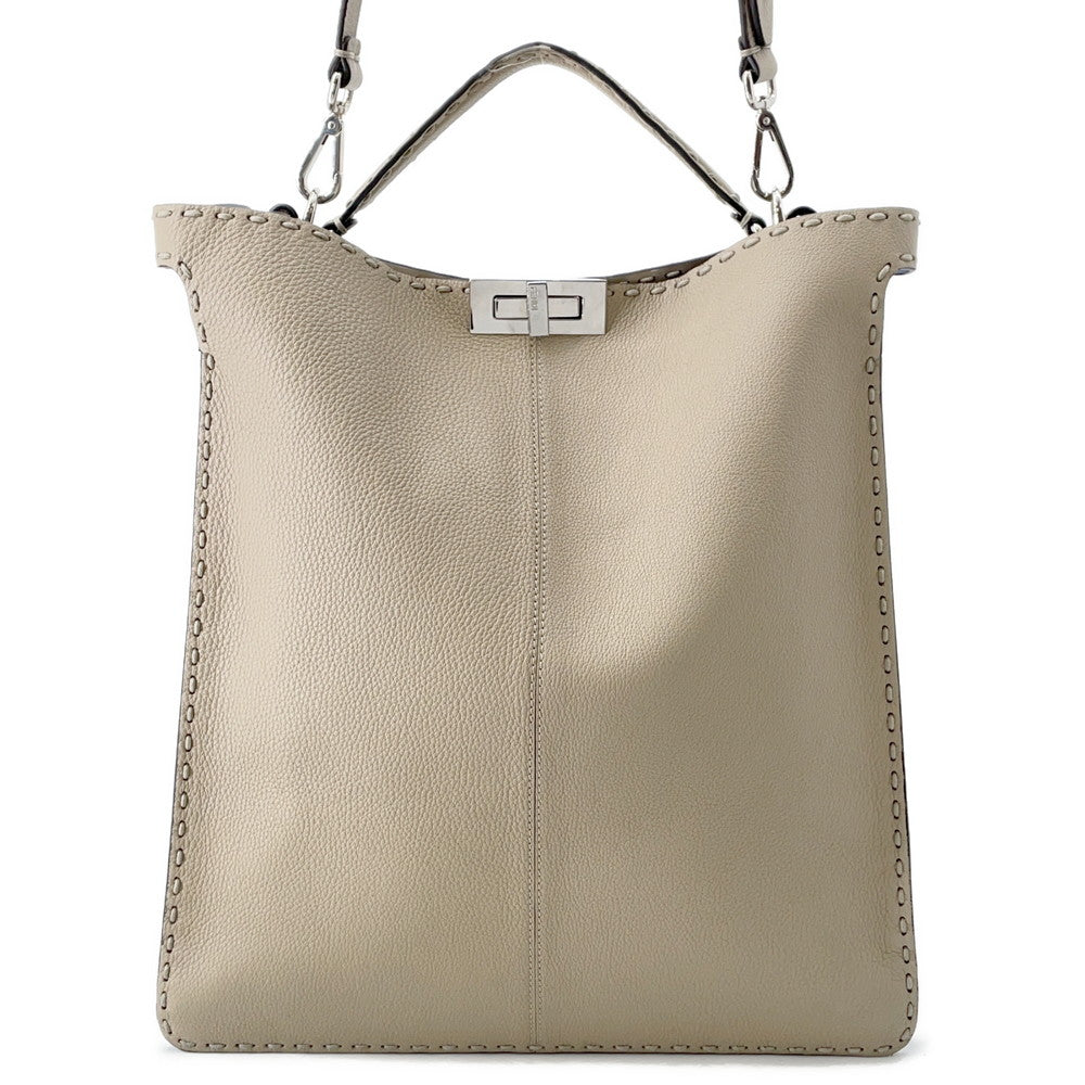 FENDI Peekaboo I See You 2-Way Tote Bag Beige7VA528 Leather