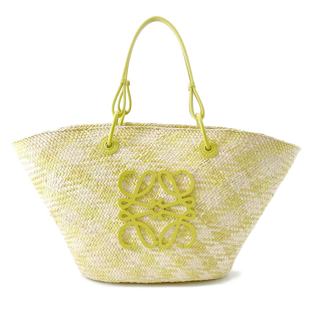 LOEWE Anagram basket bag Beige/Green/YellowA223T43X55 Raffia Leather Size Medium