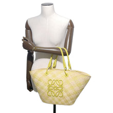 Load image into Gallery viewer, LOEWE Anagram basket bag Beige/Green/YellowA223T43X55 Raffia Leather Size Medium
