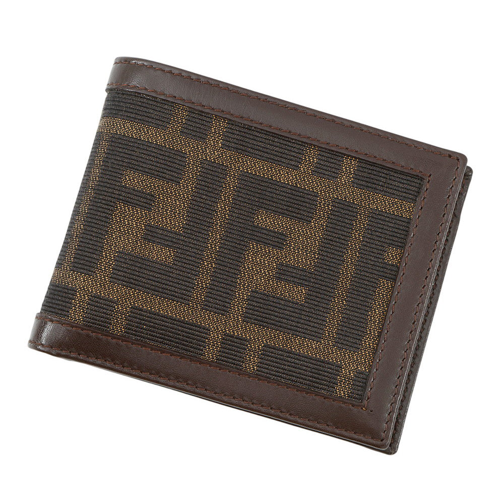 FENDI Zucca Pattern Bifold Wallet Brown Canvas/Leather