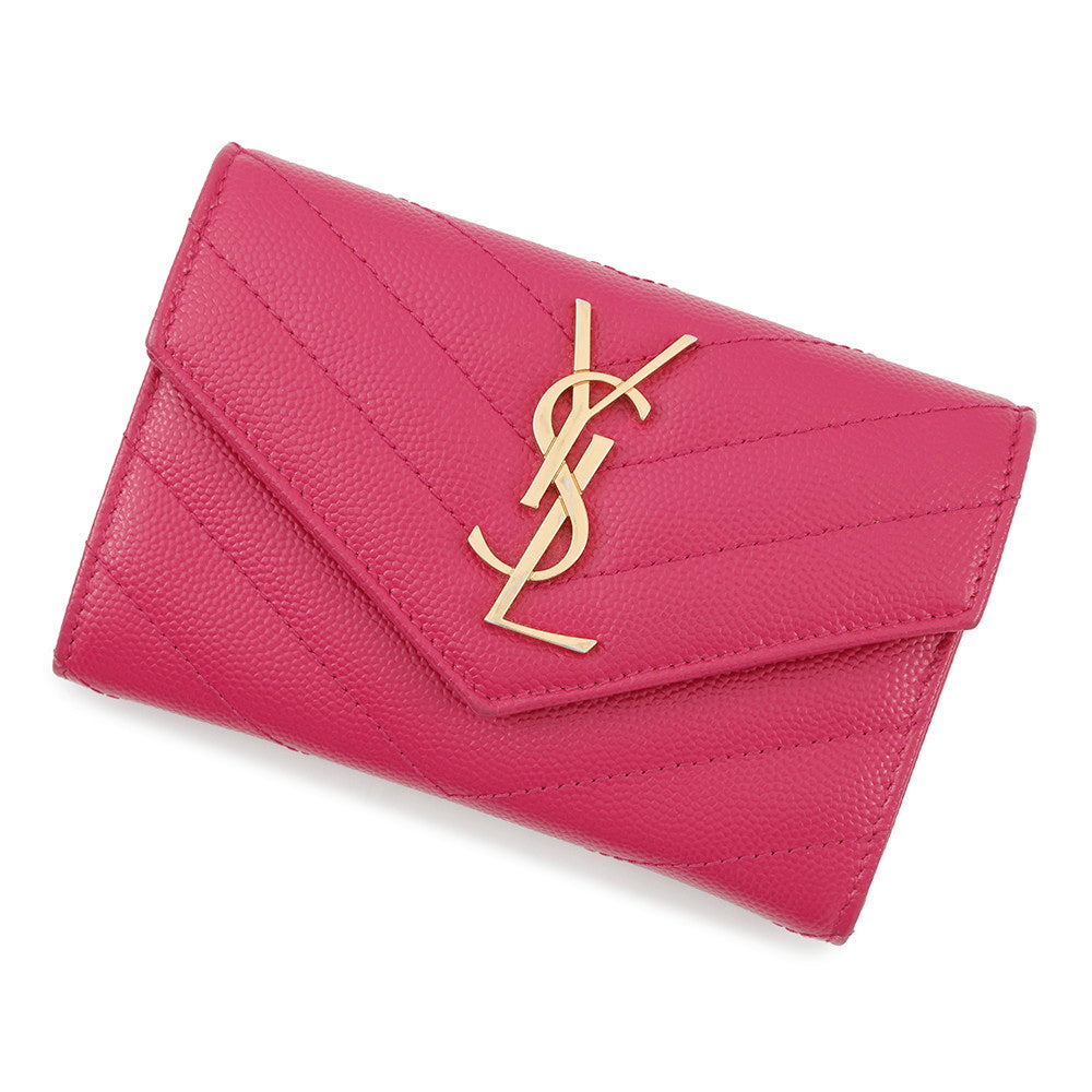 SAINT LAURENT PARIS Monogram Small Envelope Wallet Fuchsia414404 Leather