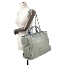 Load image into Gallery viewer, CHANEL Deauville 2WAYTote Bag Light BlueA66941 Denim Size GM
