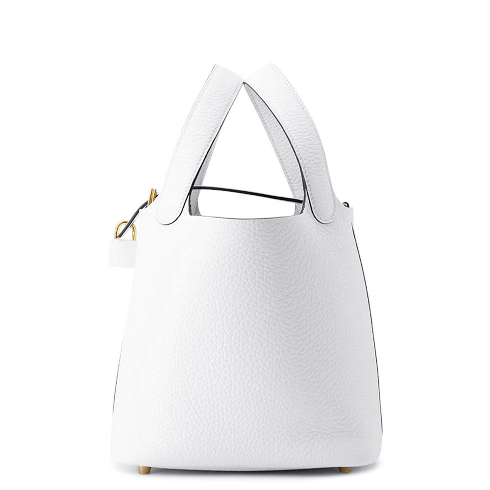 HERMES Picotin Lock New White Taurillon Clemence Size PM