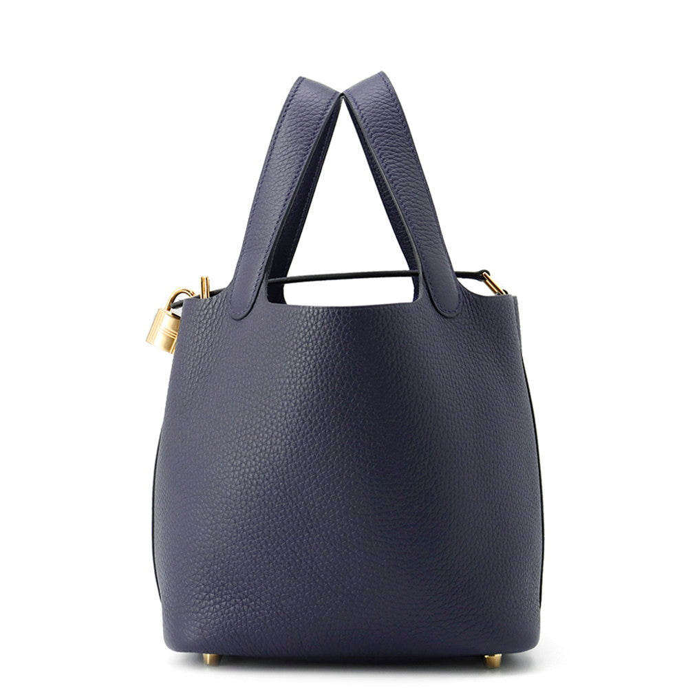 HERMES Picotin Lock Blue Nuit Taurillon Clemence Size PM