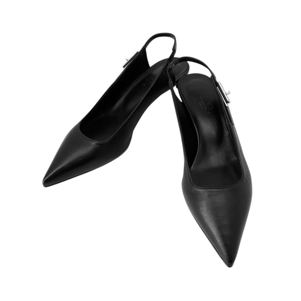 HERMES Pumps Lover Black Leather Size 38