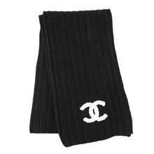 Load image into Gallery viewer, CHANEL Scarf CC Logo Black/WhiteAA9340 Cashmere100%
