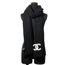 Load image into Gallery viewer, CHANEL Scarf CC Logo Black/WhiteAA9340 Cashmere100%
