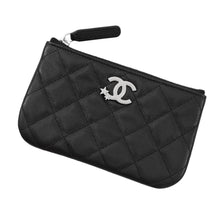 Load image into Gallery viewer, CHANEL Matelasse Star CC Logo Zip Pouch Coin Purse BlackAP4811 Soft Caviar Leather/Rhinestone
