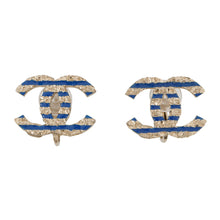 Load image into Gallery viewer, CHANEL CC Logo Earring Gold/Blue Metal
