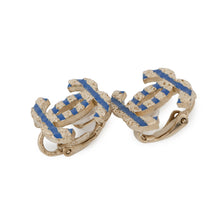 Load image into Gallery viewer, CHANEL ★CC Logo Earring Gold/Blue Metal

