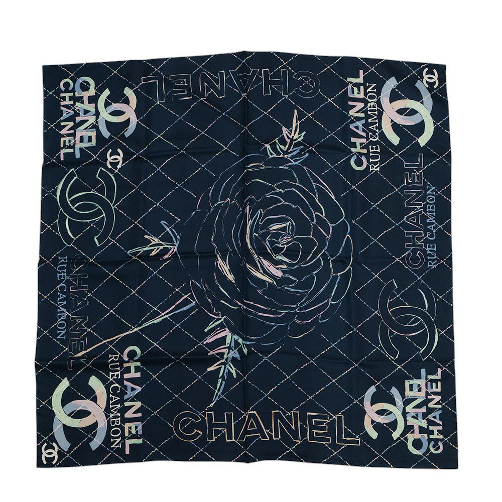 CHANEL Reversible CC Logo/CHANEL Logo/Camellia Large Scarf Size Approximately35.4