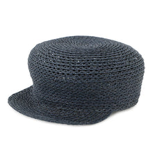 Load image into Gallery viewer, HERMES Cap Garate Serie Button Size 58 Navy Raffia100%

